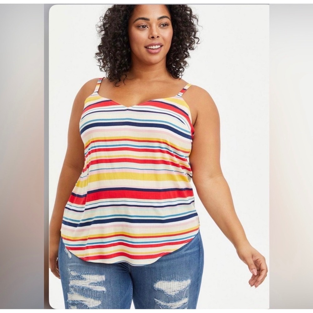 Torrid Ava Cami Mina Stripe SL Lenny Multi Color Striped V-Neck Tank Top 2 2X
